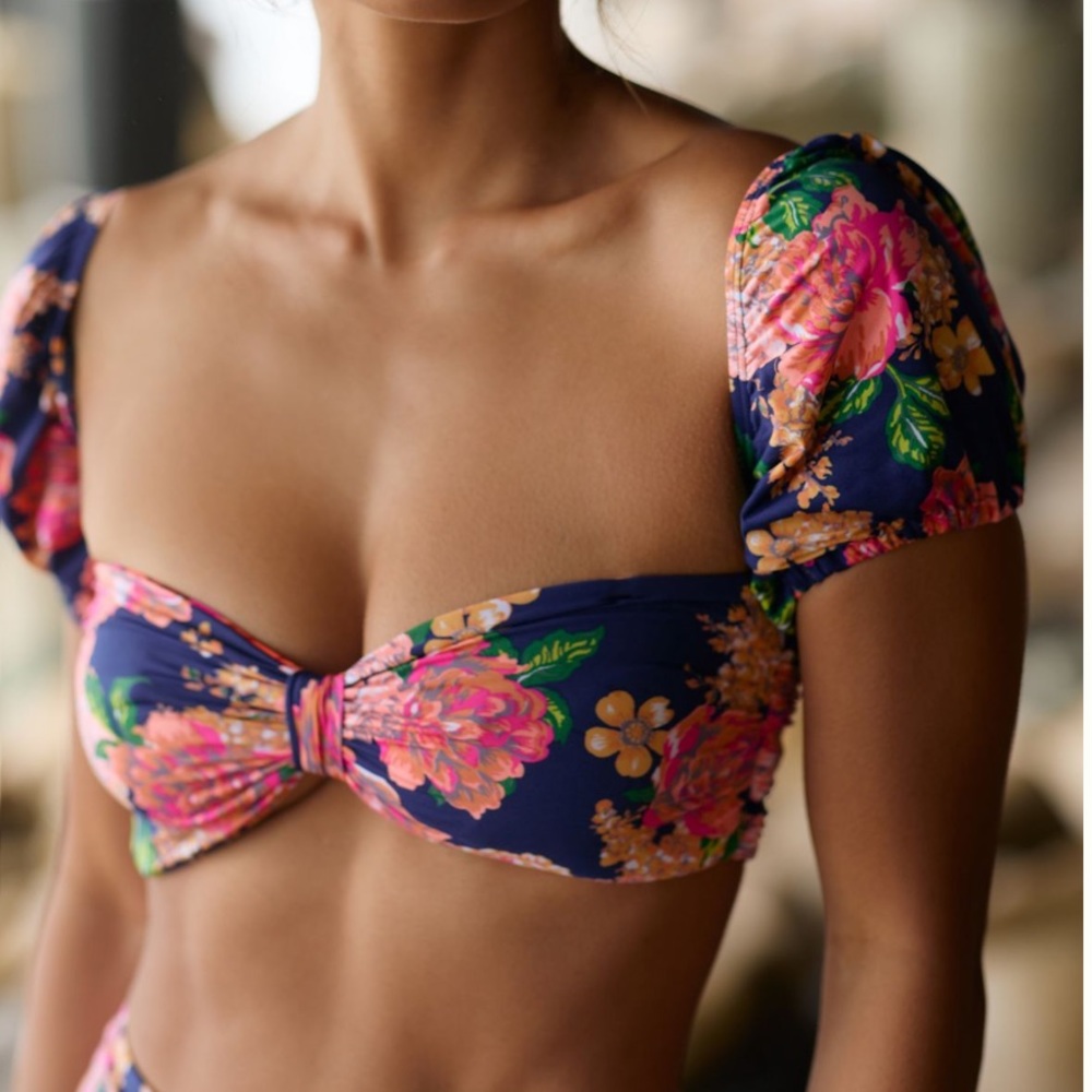 LAST CALL Anthropologie maaji floral reversible sweetheart bikini top & bottoms - Picture 3 of 15